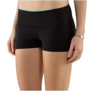 Lululemon Reversible Boogie Groove Short Full On Luon Teal Black Biker Shorts  4